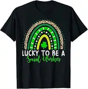 [X.Style] Lucky to Be A Social Worker Rainbow Saint Patricks Day Irish ds1299 T-Shirt (L)