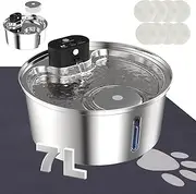 Stainless Steel Dog Water Fountain for Large Dog,Large Pet Water Fountain,Dog Water Bowl Fountain Super Quiet for Dogs Cats & Multi-Pet Home,100% Stainless Steel-Even The Filter Box