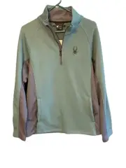 Spyder Pullover Men’s Green L1/4 Zip Long Sleeve Zip Pockets Outbound Fleece