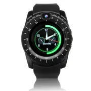 V8s 1.22' IPS Curved Screen GSM Watch Phone Sleep Monitor Music Player Remote Camera Smart Watch BLACK COLOR