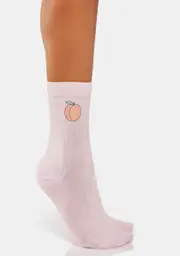 [Skinnydip] Embroidered Peachy Socks