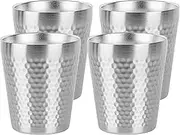 Adorila 4 Pack Stainless Steel Insulated Cup Double Wall, 10 oz Metal Stackable Water Tumblers, Reusable Drinking Glasses for Home Office Party Outdoor (Silver)