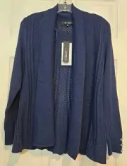 Chloe & Jasmine Women Cardigan Blue Long Sleeve Open Front Button Cuffs NWT Sz S
