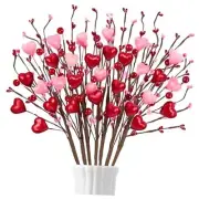 12PCS Valentines Day Decorations Artificial Flowers Picks Decor - Berry Stems