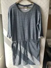 Attention Sz M Blue Pull Over Drawstring Detail Modal Spandex Dress