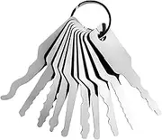 Nlvnmv 10 Pcs Master Key Set, Stainless Steel Replacement Skeleton Keys, 10 in 1 Key Set, Multiple Shapes for Lock Picking, Emergency Locksmith Tool
