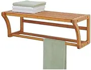 UNIKING Bamboo Wall-Mount Shelf with 1 Shelf & Towel Rack - Rustic Style - Bathroom & Hallway Storage Solution