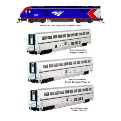 Kato 10-1788-S N Amtrak ALC-42 & Superliner VI 4-Unit Kit DCC Sound