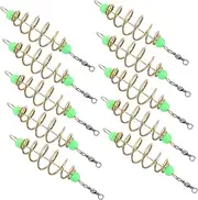10pcs Bait Tray Saltwater Fishing Hooks Fishing Spring Connect Luminous Fishing Bait Holder Freshwater Sea Fishing Hook Carp Fishing Beads Luminous Bait Cages Carbon Steel Golden