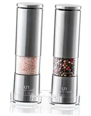 Premium Salt and Pepper Grinder Set - Tall Stainless Grinder Set UN5 with Tray