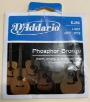 D'Addario EJ16 Acoustic Guitar Strings Phosphor Bronze Light 12-53 Gauge