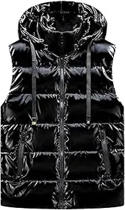 [Mkjuuior] Men Sleeveless Jackets Shiny Surface Down Vest Men Thick Bodywarmer Vests