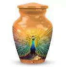 Peacock Design Human Ashes Holder - Unique Large Aluminium Urn Keepsake