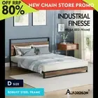 ALFORDSON Metal Bed Frame Double Size Industrial Platform Mattress Base Wood