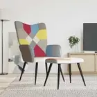 Relaxing Chair with a Stool Patchwork Fabric Seat with/without Footrest vidaXL
