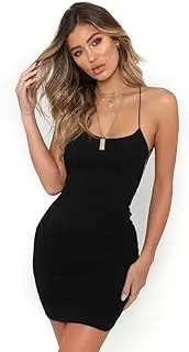 [Generic] Womens Summer Sleeveless Bodycon Mini Dress Spaghetti Straps Party Dresses