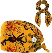 [YTYVAGT] Scrub Caps Women,Scrub Hats Suitable for Women,African Dance Mandala Flower