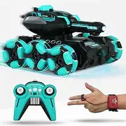 Remote Control Tank That Shoots, RC Tank 4WD, Gesture-Controlled RC Car with 360° Rotation, Water Bead Shooting, Army Tank Toy, Toys for Boys 4-12, Military Toys,