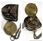 Brass Pocket Compass Directional Magnetic Eagle Engraved Scripture Isaiah 40:31