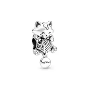 Kitten & Yarn Ball Charms 925 Sterling Silver Meow Pendant for Bracelets