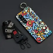 Phone Case Compatible with Sony Xperia1 VII, Durable Kickstand Silicone Graffiti Ring Back Cover Soft case Wrist Strap Wristband Anti-dust