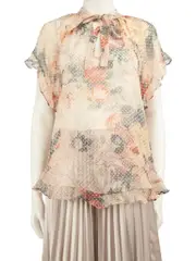 Floral Polkadot Silk Blouse