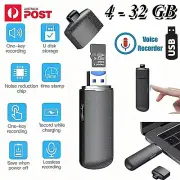 32GB Voice Recorder Digital USB Activated Dictaphone Mini Audio Recording Device