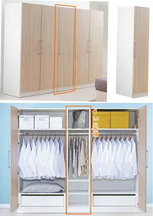 艾美爾 1.4尺 系統櫃 衣櫃 衣櫥 壁櫥 置物櫃 收納櫃 艾美爾1.4尺系統衣櫃A款 【UHO】