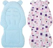Seat Pad, Cotton Stroller Cushion, Stroller Seat Liner, (Blue/Pink/Gray) 15.75x31.5 Inches, Oxford Cloth Baby Filament for Pushchair Car Seating Push Chair
