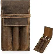 Contacts Crazy Horse Leather Pen Case 3 Slots Pens Holder Handmade Fountain Pen Pouch for Men Brown Pens Protective Sleeve Cover