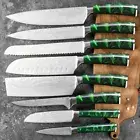 6/8/10 PCS Kitchen Knife Set Stainless Steel Japanese Green Cleaver Chef Knives