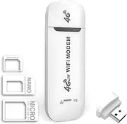 Mini Portable Wifi 4G LTE Modem with SIM, USB Plug, Wireless Router Support SIM Card Slot, Portable Travel Hotspot, Support LTE B1/B3/B7/B8/B20/B38/B40/B41