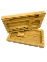 natural hand made wooden bamboo backflip magnet rolling smoking tray