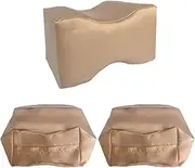 2 Pack Knee Pillow Cover Replacement 10" x 8" x 6.3", Satin Leg Pillow Case with Long Zipper, Soft & Comfortable Contour Knee Pillow Cover