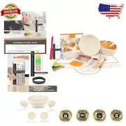 Sourdough Bread Baking Kit with Glass Jar, Silicone Mat & Rattan Baskets