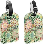 [WOSHJIUK] Luggage Tags,2 Pack,Mandala Floral Print,Luggage Tags Privacy Protection Travel Bag Labels Suitcase Tags