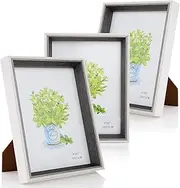 Simpeak 3 Pack 6" Photo Frames, 6"x 4" Deep Photo Frames with Vertical/Horizontal Angle Bracket, A6 Size 15 * 10cm Picture Frames for Home Office Decoration,Grey