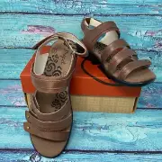 Propet Women's Aurora Wedge Sandal, WSX003L Brown, 7 2E (X) US NEW
