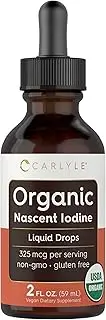 Nacent Iodine Organic Liquid Drops | 2 fl oz | Vegan Supplement | Non-GMO, Gluten Free | by Carlyle