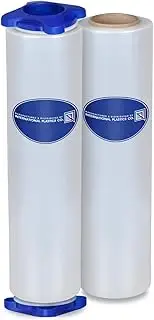 International Plastics Co. 80 Gauge Plastic Stretch Film/Wrap with Tension Handles 1200ft 500% Stretch Clear Cling Durable Adhering Packing Moving Packaging Heavy Duty Shrink (Clear, 2 Pack - 17")