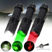 Green Light LED Tactical Flashlight Zoomable Adjustable Focus Torch for Hunting