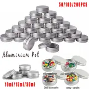 50-200PCS Durable Silver Aluminum Cosmetic Pot Lip Balm Jar Containers Empty Tin