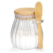 Sugar Container with Bamboo Lid and Spoon, Glass Jar for Coffee7589