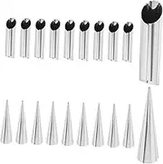 CHICAMPERA 20pcs Non-Stick Stainless Steel Croissant and Pastry Molds Set Conical Tubular Baking Tools for Bread and Horns Versatile and Kitchen Essentials