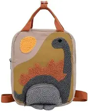 AIMALL 1 Piece Canvas Backpack for Men & Girls, Dinosaur Schoolbag, All-Match Cartoon Kindergarten Bag, 8.27x10.24x3.94in, Comfortable & Adjustable Shoulder Straps