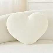 Petrella Throw Pillows Heart Pillow Cute Fuzzy Pillows for Bed Livingroom Home Decor Cushion Decorative Aesthetic Preppy Pillows White,Small 13"x10"