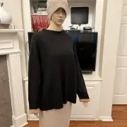 NWT Eileen Fisher Black/Clay Silk/Organic Cotton Funnel Neck Top Size L $298