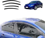 OAD4X4 Weathershields Compatible with Mazda 3 BK Series Sedan 2004-2009, Weather Shields Window Visors Wind Deflectors Sun Rain Guard 4PCS Set