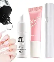 Solid Nail Glue Gel | Nail Extension Glue - Long Lasting Adhesive Solid Rhinestone Glue with Remover and Curing Lamp for Acrylic Nails Extension