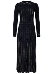 Jonathan Simkhai Lunette Striped Stretch-knit Midi Dress - Navy - L (UK14 / L) L (UK14 / L)